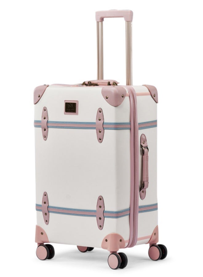 LIMRA 4-Piece Premium PU Leather Luggage Set – Luxury Travel Spinner Suitcases with Cosmetic Bag – Sizes 28/24/20/13 Inch Beige / Pink Color - Image 4